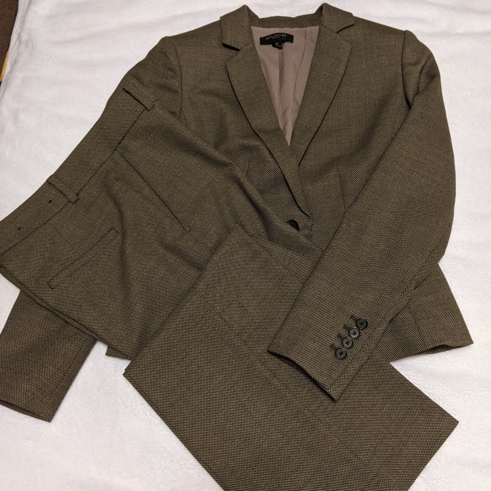 Ann Taylor Black Taupe Pindot Pant/Blazer Suit 4p